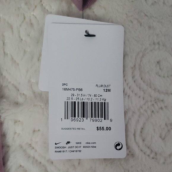 Nike Baby Velour Tracksuit in Soft Pink - Picture 2 of 2